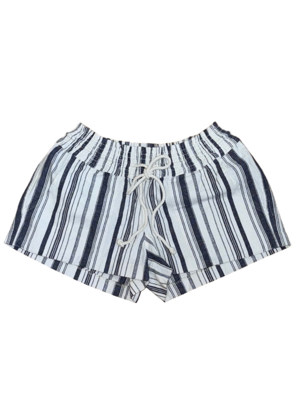 Roxy White and Blue Shorts with Vertical Stripes Summer Beach Vacation